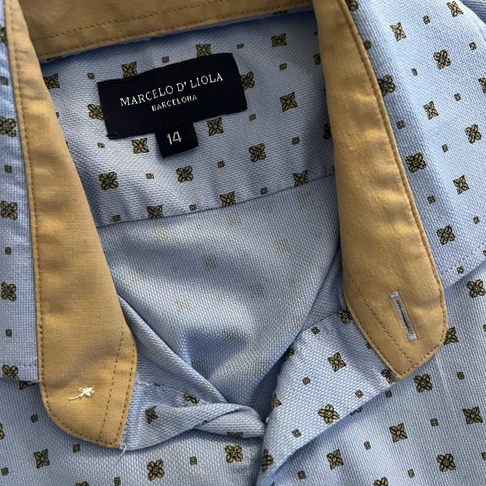 Kids Long Sleeve Button Up Shirt by Marcelo D'Liola in Blue